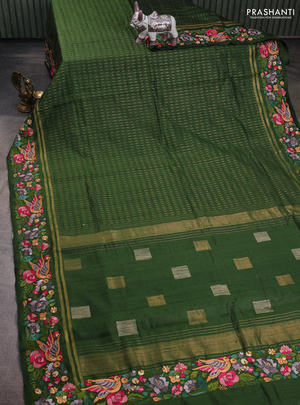 Green Pure Dupion Silk - Embroidery