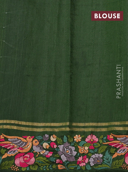 Green Pure Dupion Silk - Embroidery