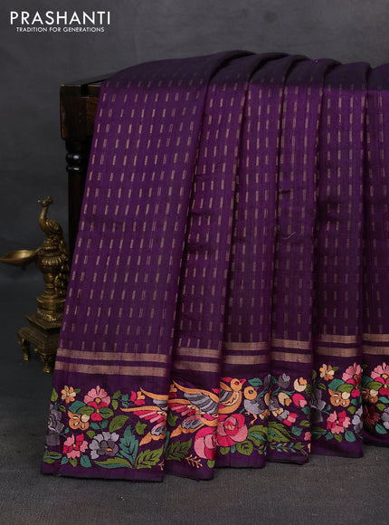 Purple Pure Dupion Silk - Embroidery