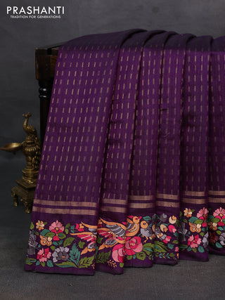 Purple Pure Dupion Silk - Embroidery