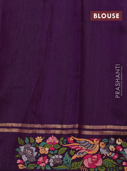 Purple Pure Dupion Silk - Embroidery