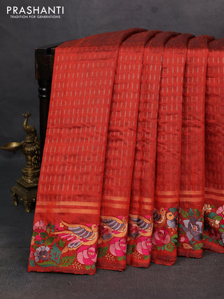 Orange Pure Dupion Silk - Embroidery