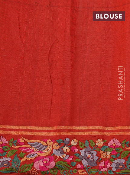 Orange Pure Dupion Silk - Embroidery