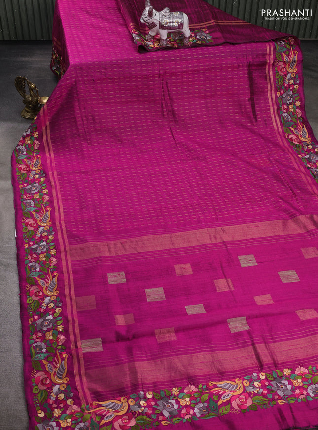 Pink Pure Dupion Silk - Embroidery