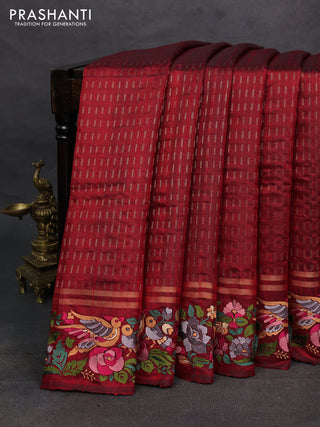 Red Pure Dupion Silk - Embroidery