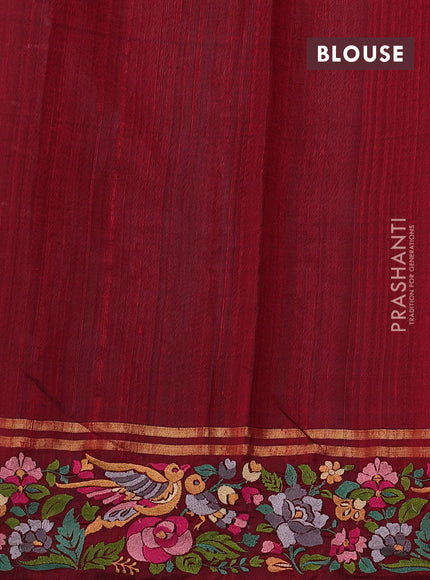 Red Pure Dupion Silk - Embroidery