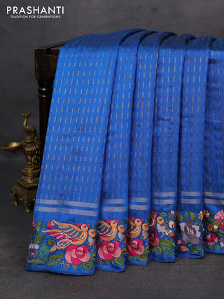 Blue Pure Dupion Silk - Embroidery