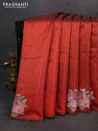 Orange Pure Dupion Silk - Embroidery