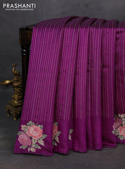 Purple Pure Dupion Silk - Embroidery