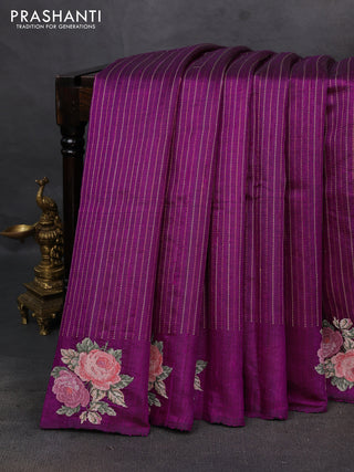 Purple Pure Dupion Silk - Embroidery