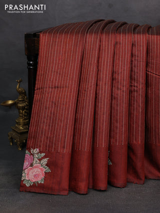Brown Pure Dupion Silk - Embroidery