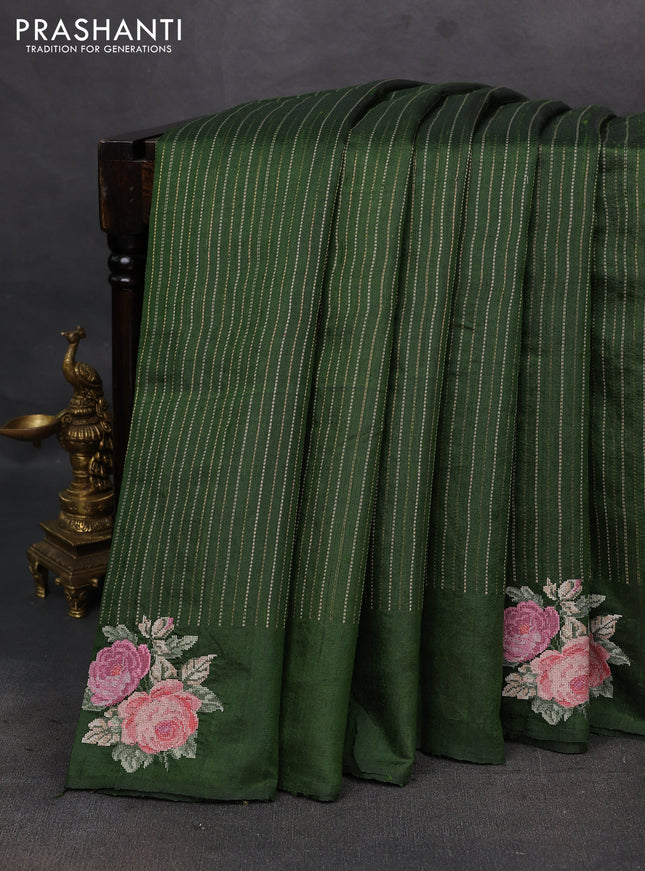 Green Pure Dupion Silk - Embroidery