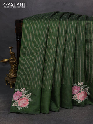 Green Pure Dupion Silk - Embroidery