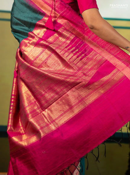 Green & Pink Pure Dupion Silk - Embroidery
