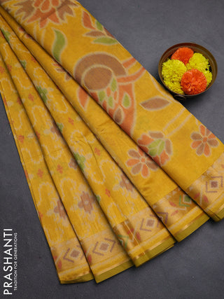 Mustard Yellow Semi Dupion Saree