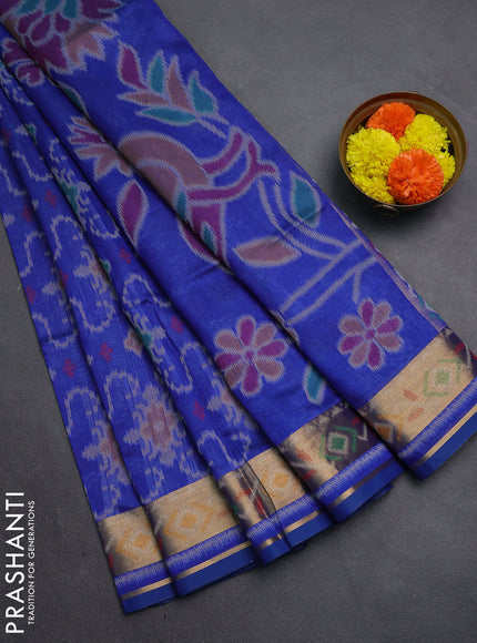 Blue Semi Dupion Saree
