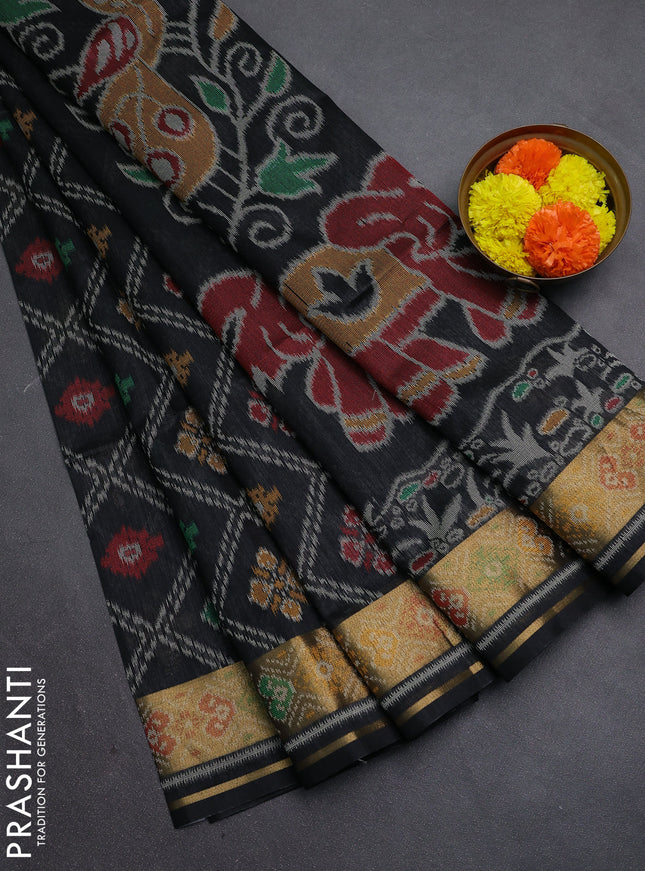 Black Semi Dupion Saree