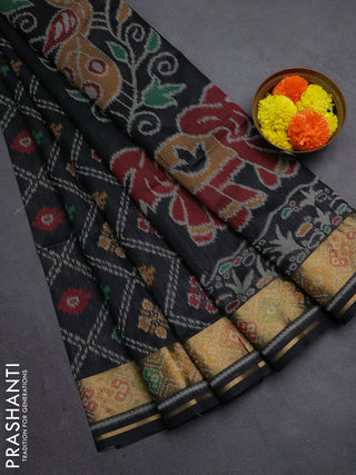 Black Semi Dupion Saree