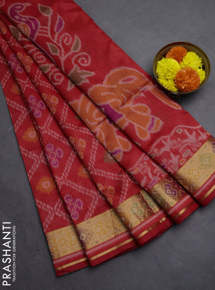 Red Semi Dupion Saree
