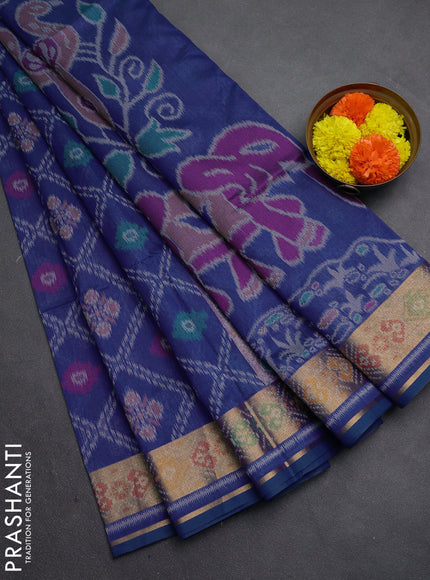 Blue Semi Dupion Saree