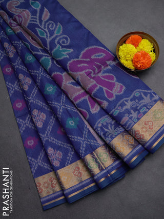 Blue Semi Dupion Saree