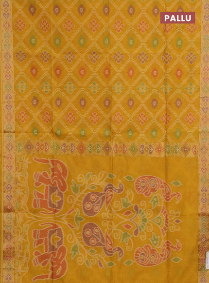 Mustard Yellow Semi Dupion Saree