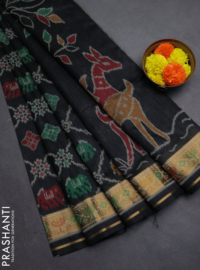 Black Semi Dupion Saree