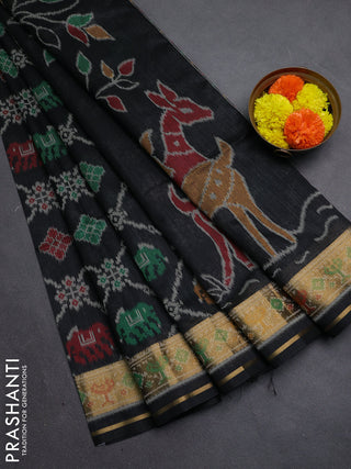 Black Semi Dupion Saree