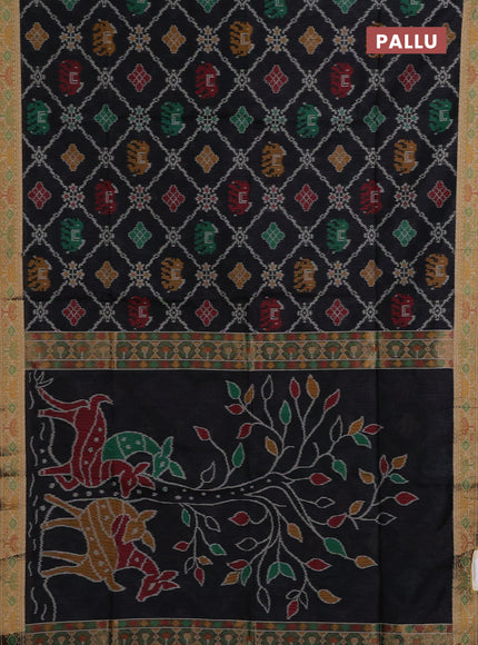 Black Semi Dupion Saree
