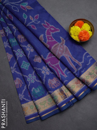 Blue Semi Dupion Saree