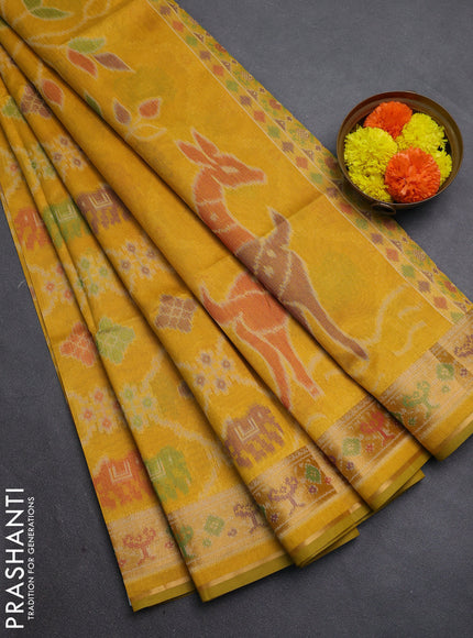 Mustard Yellow Semi Dupion Saree