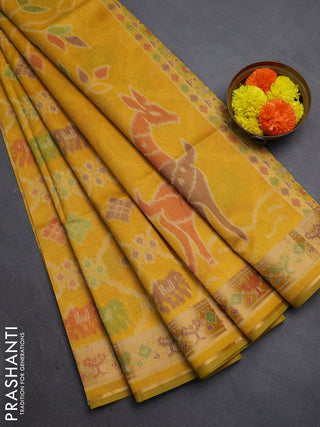 Mustard Yellow Semi Dupion Saree