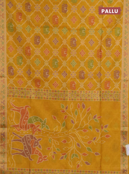 Mustard Yellow Semi Dupion Saree