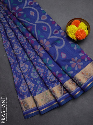 Blue Semi Dupion Saree
