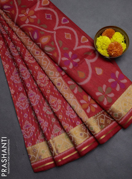 Red Semi Dupion Saree