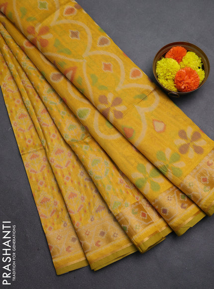 Mustard Yellow Semi Dupion Saree