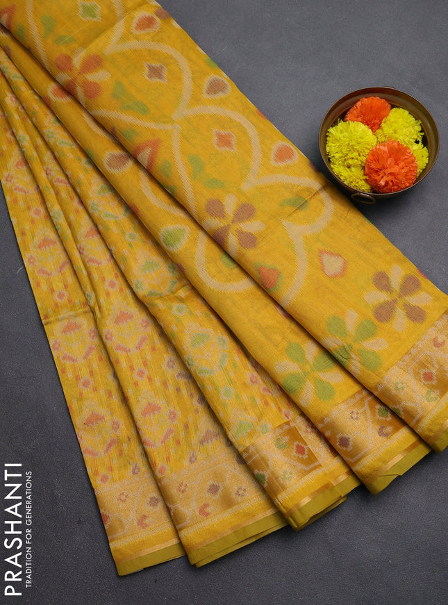 Mustard Yellow Semi Dupion Saree