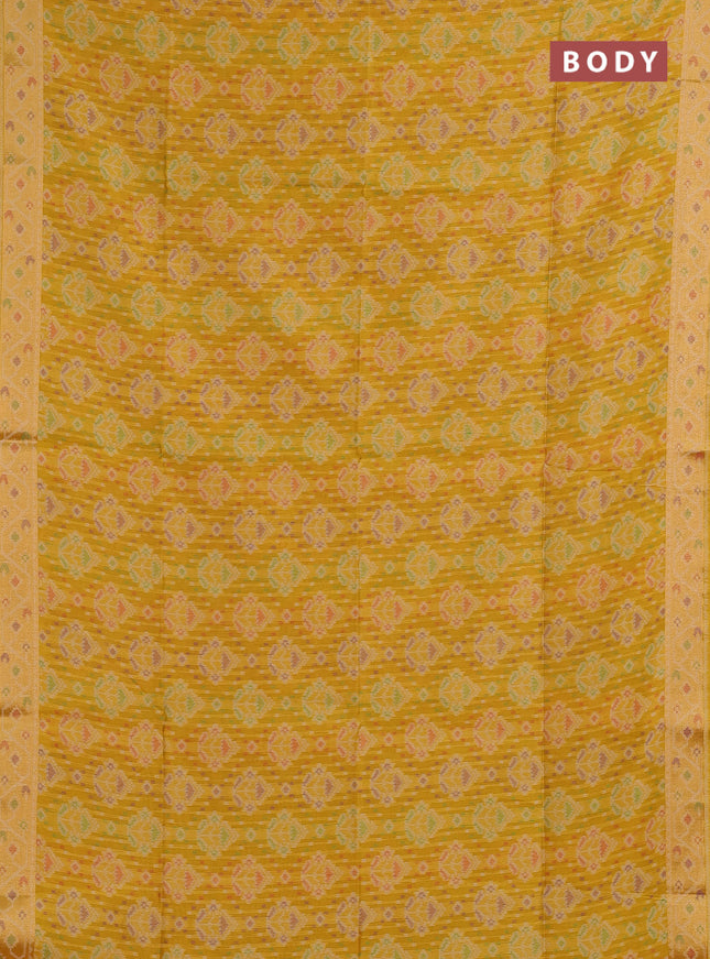 Mustard Yellow Semi Dupion Saree