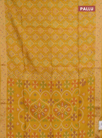 Mustard Yellow Semi Dupion Saree