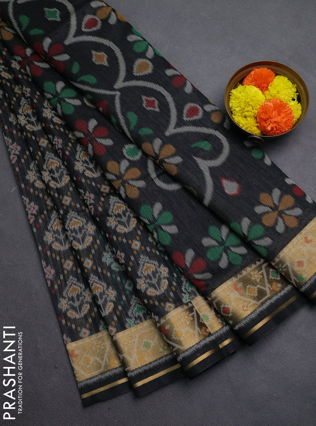 Black Semi Dupion Saree