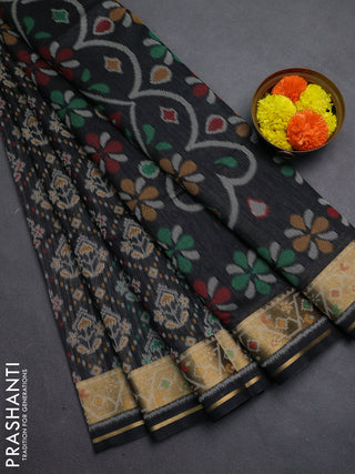 Black Semi Dupion Saree