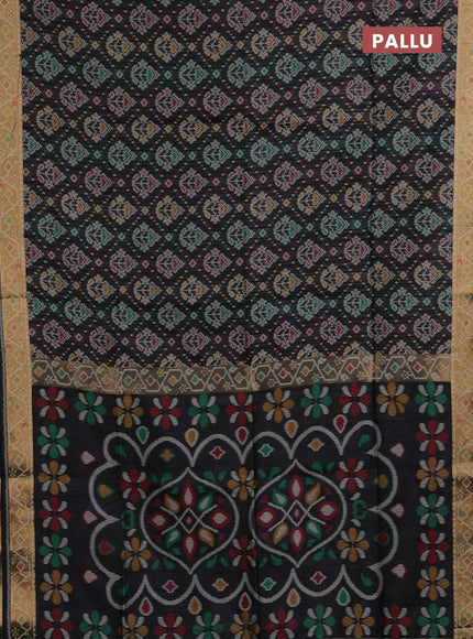 Black Semi Dupion Saree
