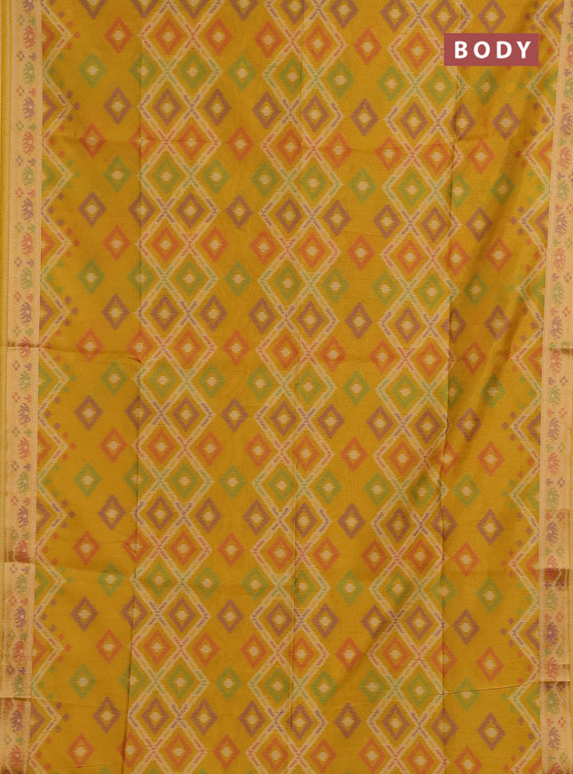 Mustard Yellow Semi Dupion Saree