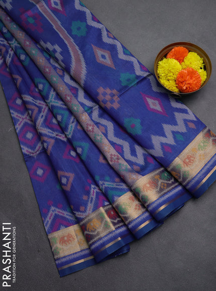 Blue Semi Dupion Saree
