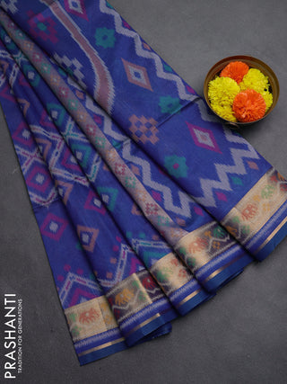 Blue Semi Dupion Saree