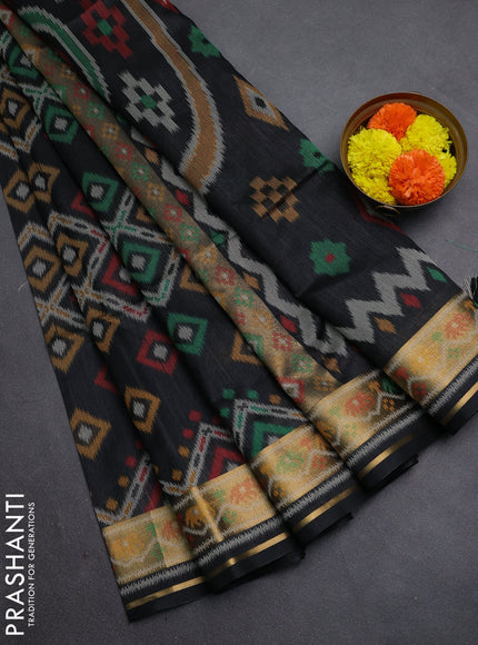 Black Semi Dupion Saree