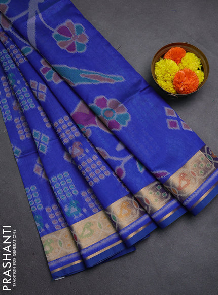 Blue Semi Dupion Saree