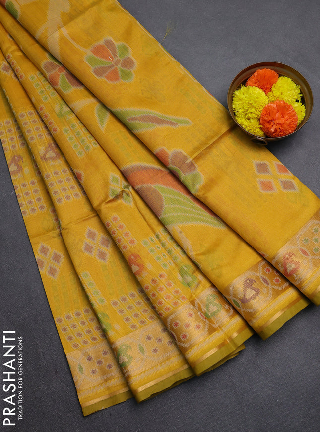 Mustard Yellow Semi Dupion Saree
