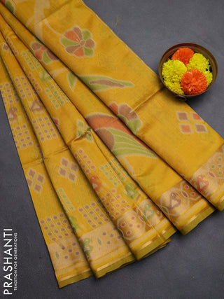 Mustard Yellow Semi Dupion Saree