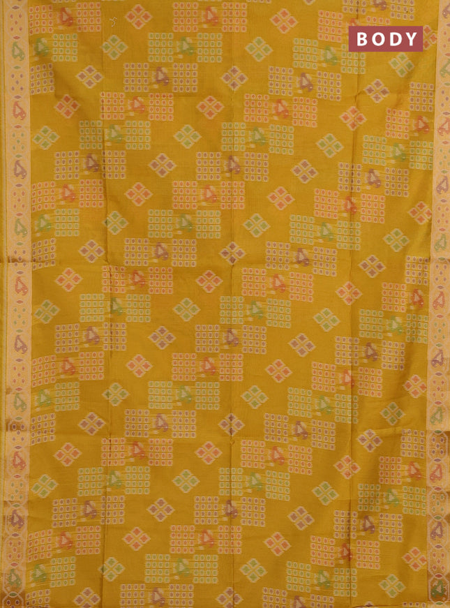 Mustard Yellow Semi Dupion Saree